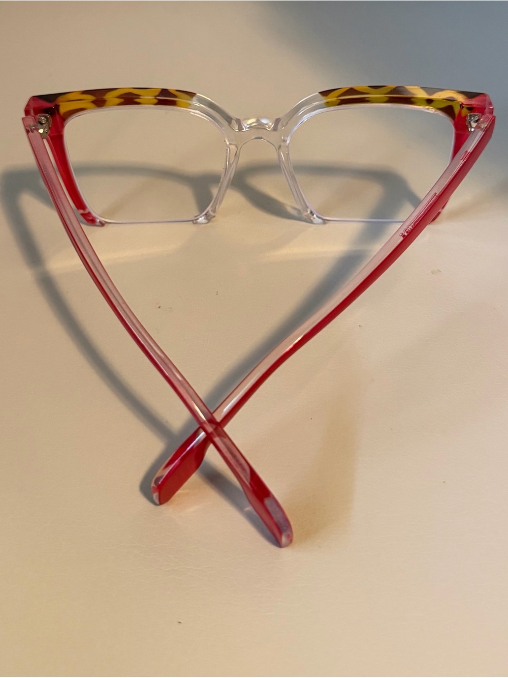 Clear Frame Reading Glasses with Pink Temples - Picture 3 of 4